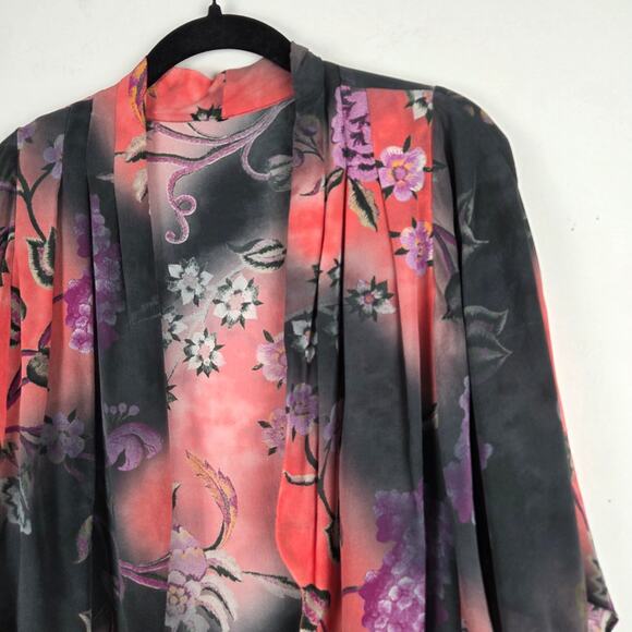 Kobi Halperin Evin Floral V-Neck Silk Open Kimono Altered Romantic Beach Resort‎ - Picture 2 of 8